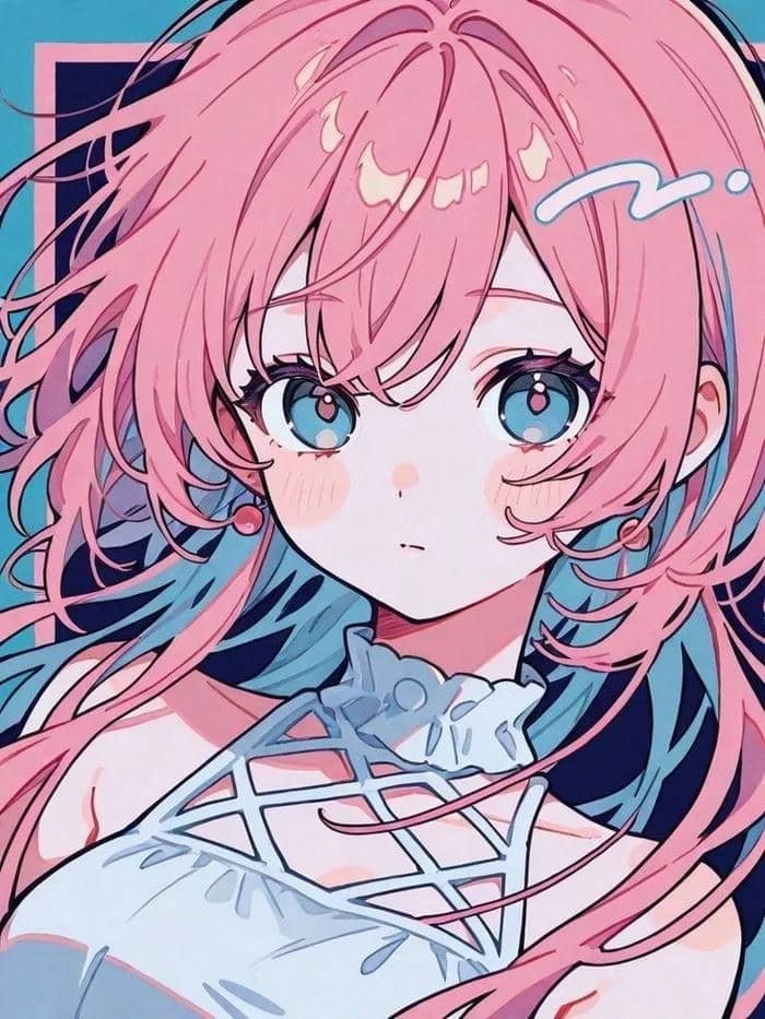 Ảnh anime nữ đáng yêu trong bộ váy xanh pastel