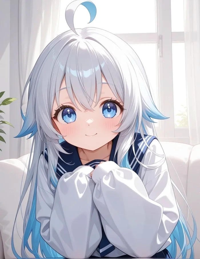 Hình anime girl tóc hồng hồn nhiên cười toe toét