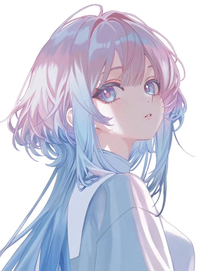 Ảnh anime nữ đáng yêu mặc áo sơ mi trắng ngơ ngác