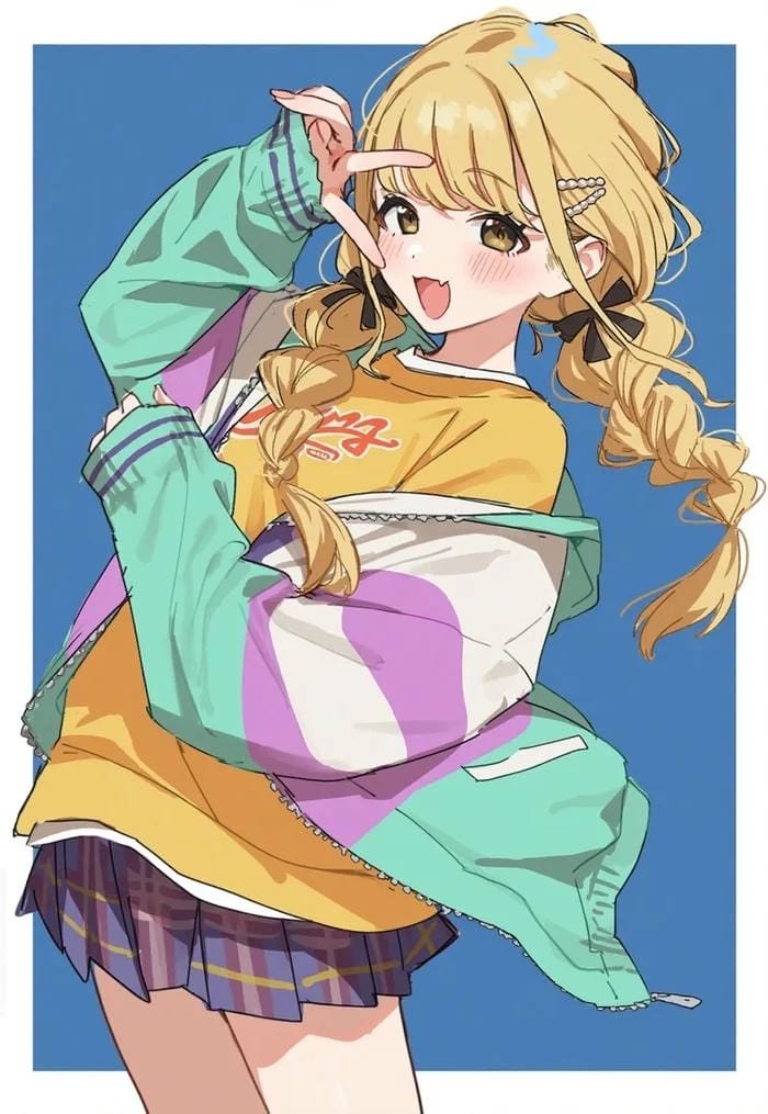 Ảnh anime con gái tóc vàng năng động