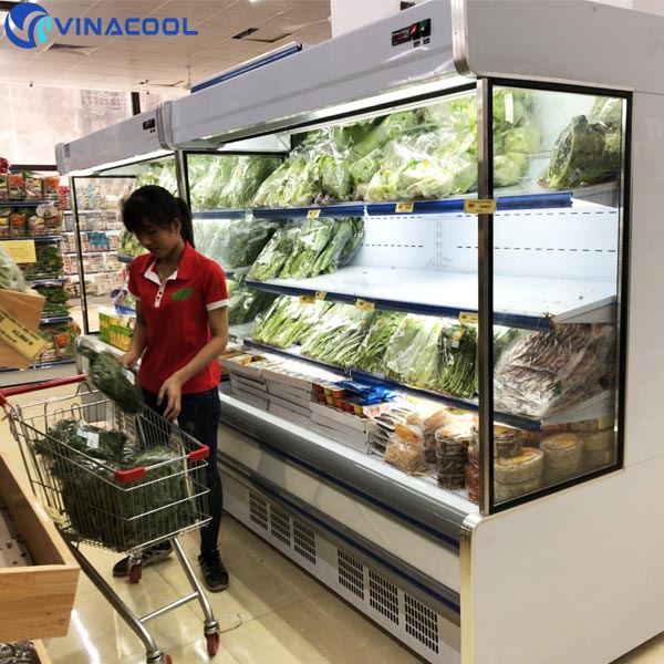tủ mát trưng bày rau củ quả trong siêu thị