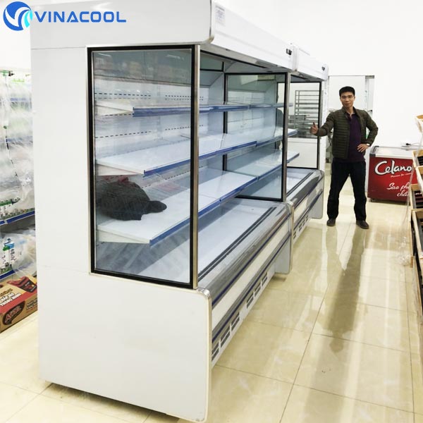 setup hệ thống tủ mát trưng bày rau củ trong siêu thị