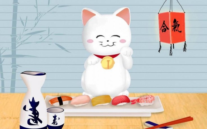 hình nền mèo thần tài trêm máy tính 1