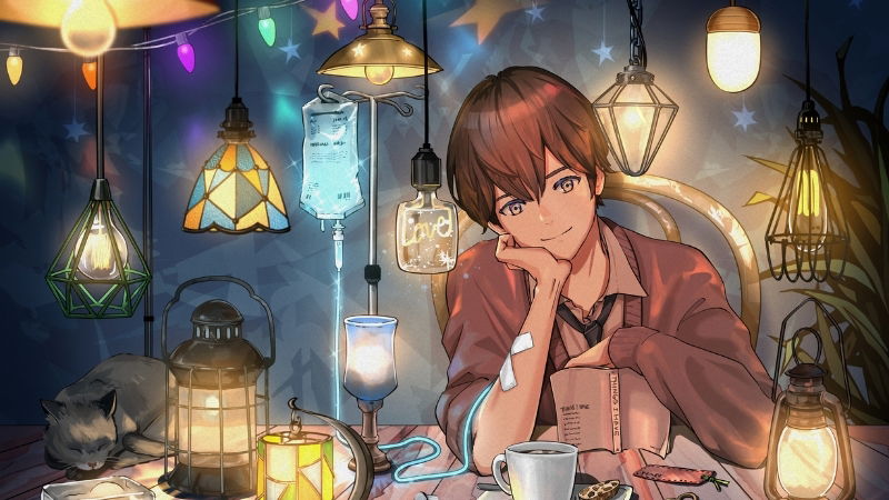 Anime nam cùng trang phục biển cả xanh mát