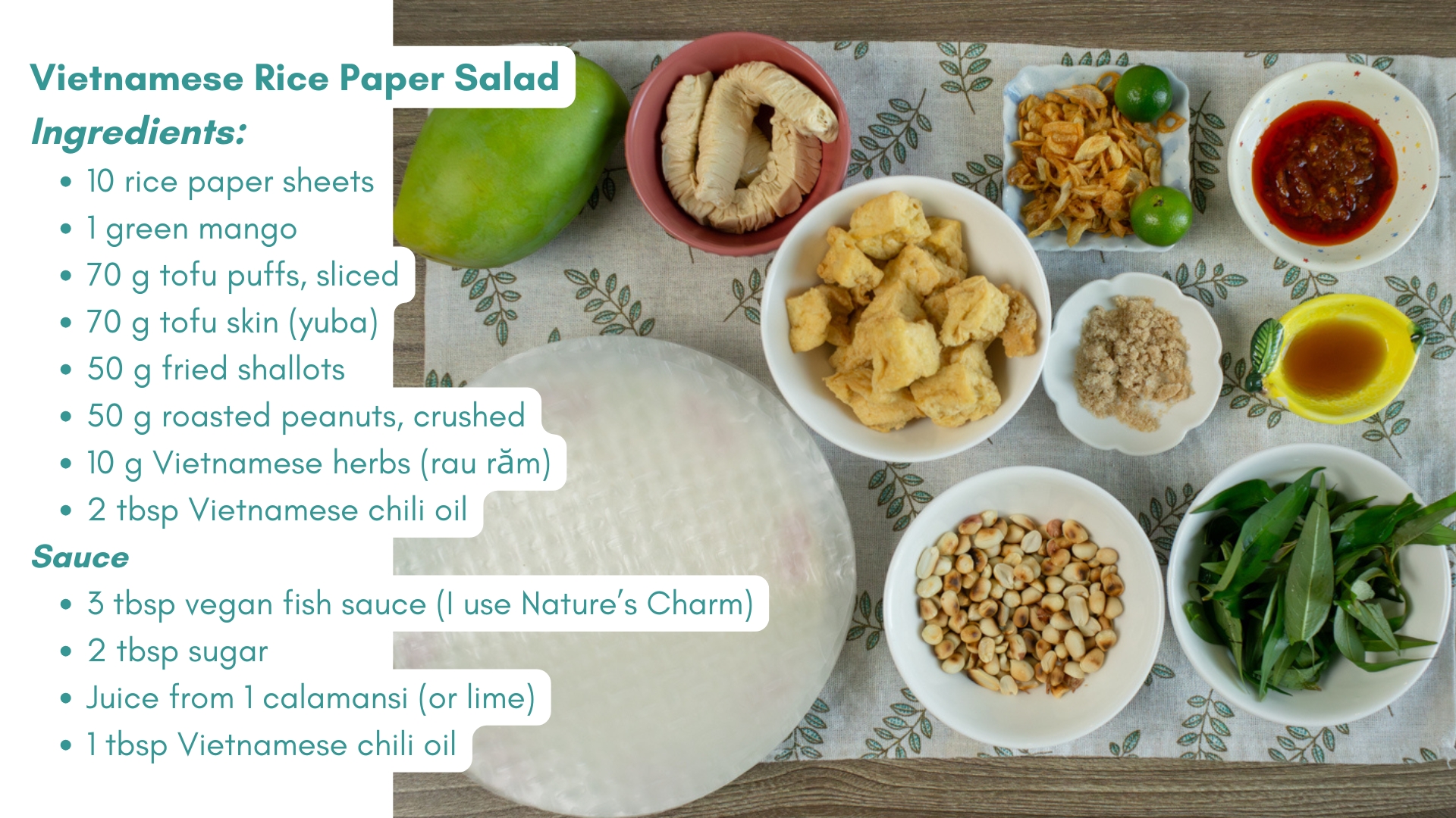 list of ingredients