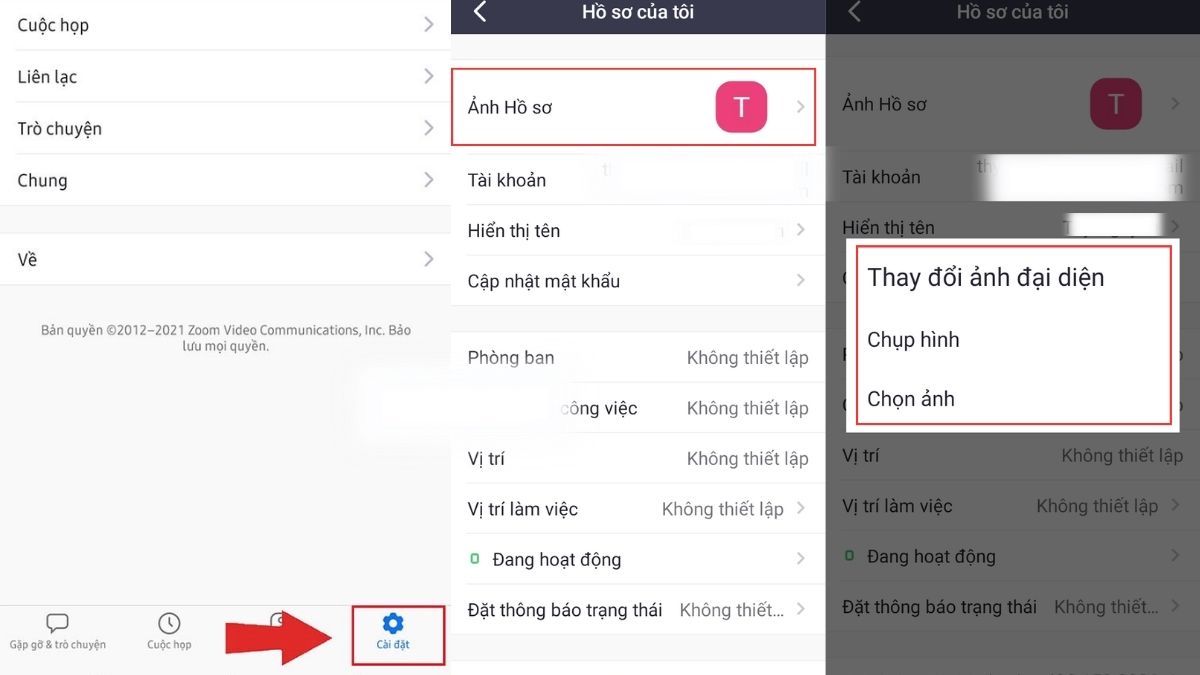 Hướng dẫn đổi ảnh avatar (ảnh đại diện) Zoom trên điện thoại bước 1