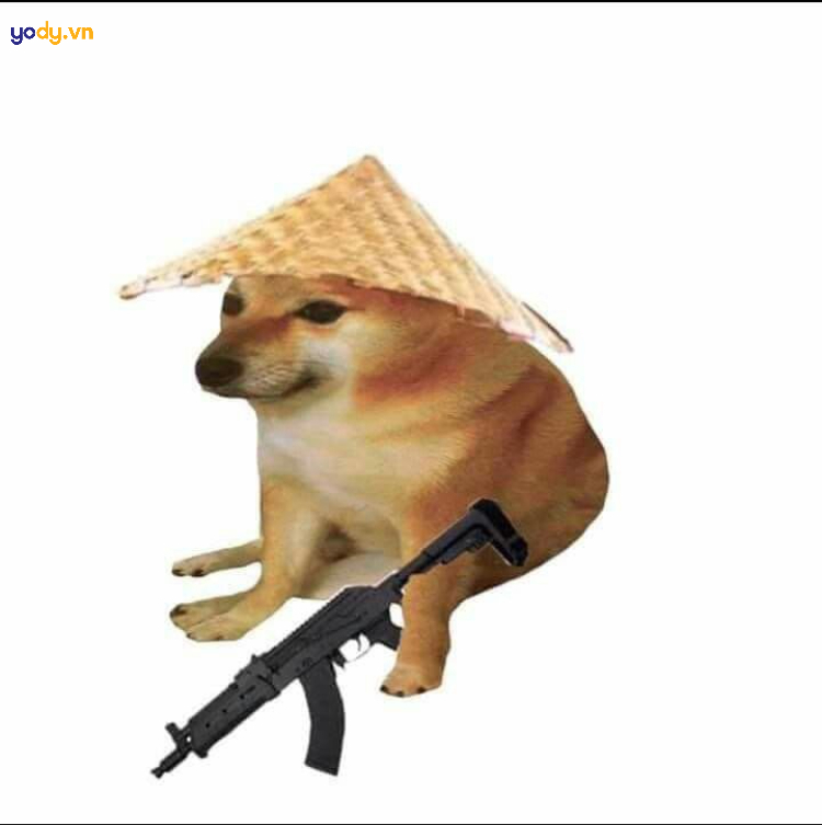 Ảnh Meme Cheems cầm súng