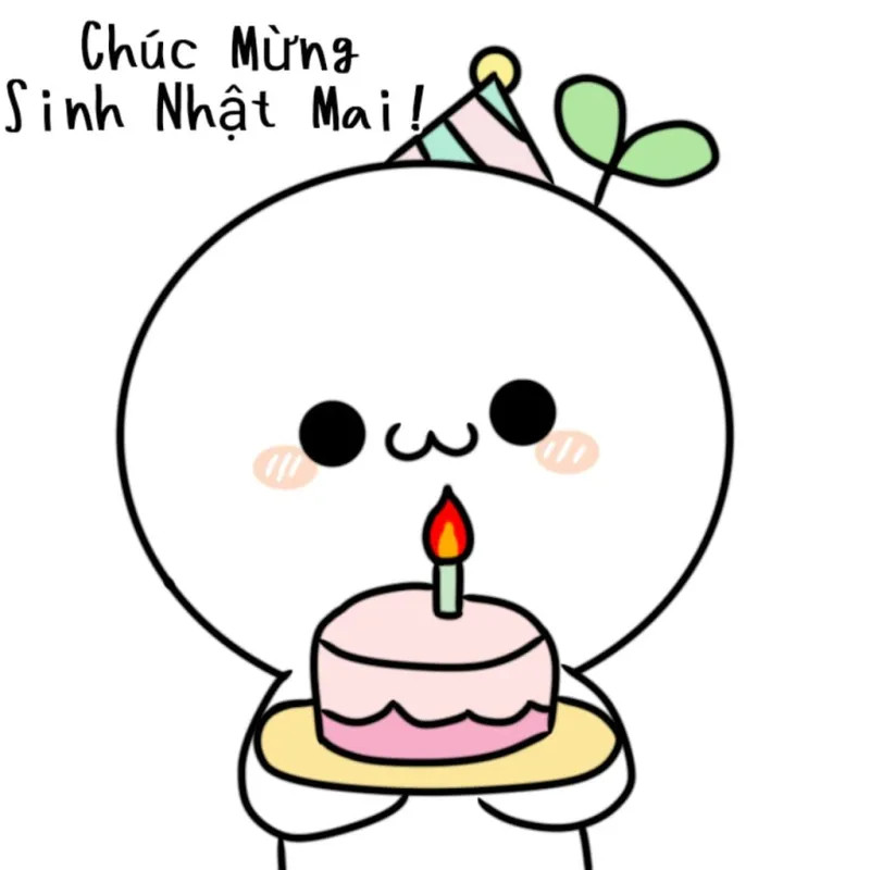 Meme mèo dễ thương đội mũ sinh nhật và thổi nến