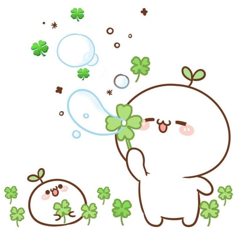 Mẫu sticker lá chona chơi đùa vui vẻ