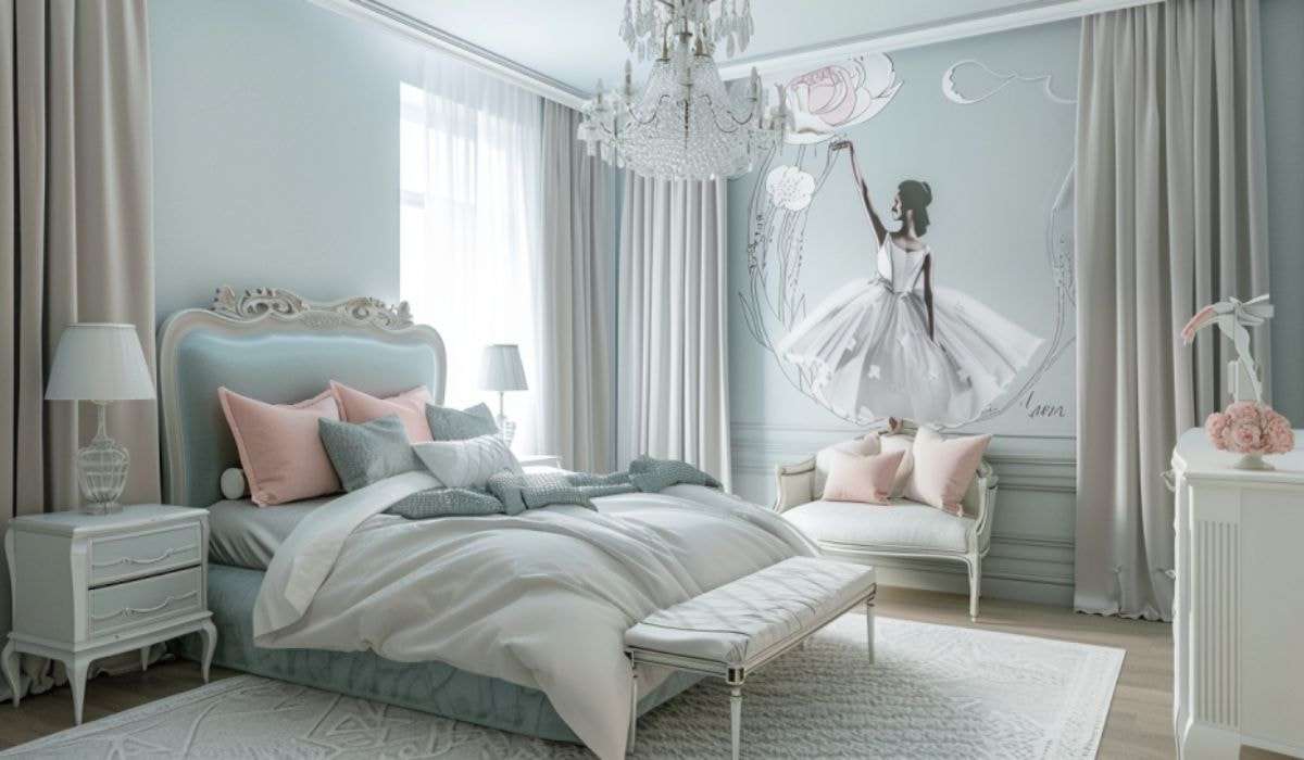 Decal hình ballet giúp phòng ngủ của bé gái 12 tuổi tăng thêm tính thẩm mỹ