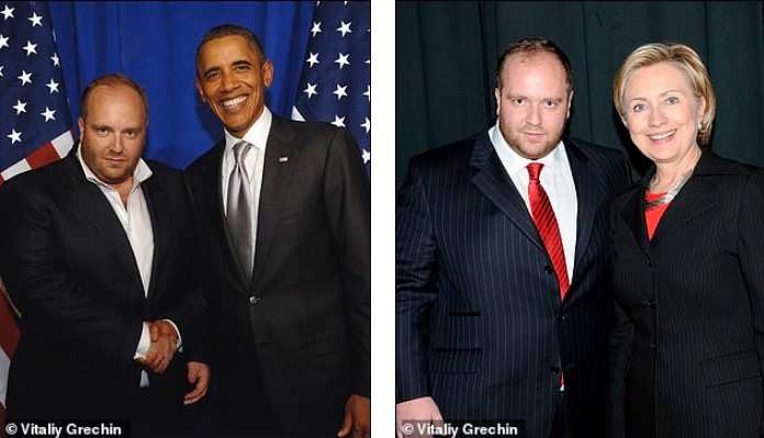 Bức ảnh Grechin khoe chụp cùng cựu Tổng thống Mỹ Barack Obama và bà Hillary Clinton. Ảnh: Vitaliy Grechin