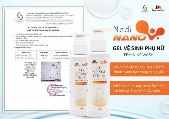 Gel vệ sinh phụ nữ MediNano với thành phần kháng khuẩn từ Nano Bạc