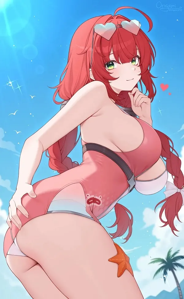 Gái anime quyến rũ trong bộ bikini đen, tạo dáng ấn tượng bên hồ bơi, thu hút mọi ánh nhìn.