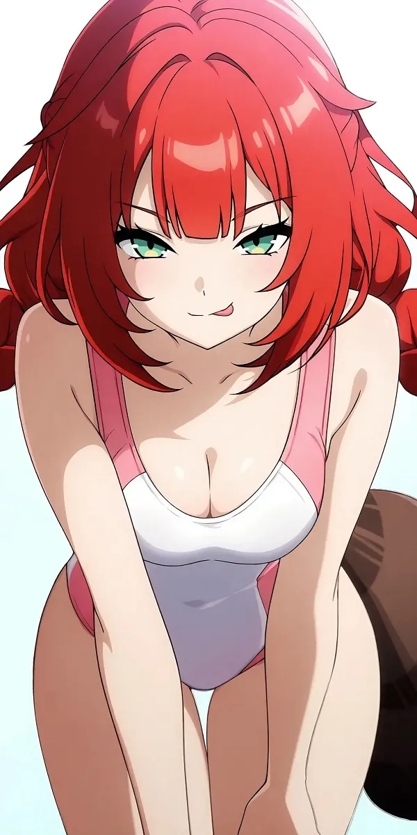 Nàng anime ngồi bó gối thư giãn trên cát, tận hưởng không khí biển trong bộ bikini.