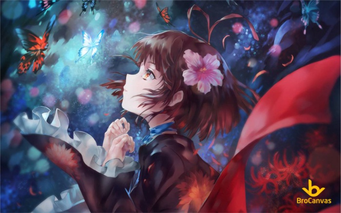 Ảnh anime đẹp cô gái những cánh bướm phát sáng