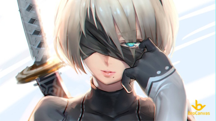 ảnh anime nữa đẹp ánh mắt xanh