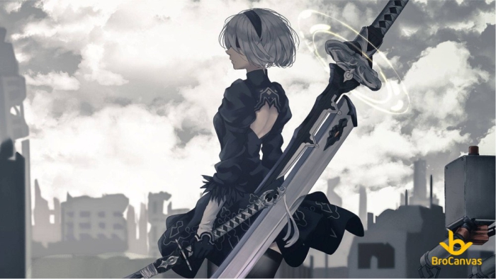 ảnh anime nữa đẹp người máy 2B