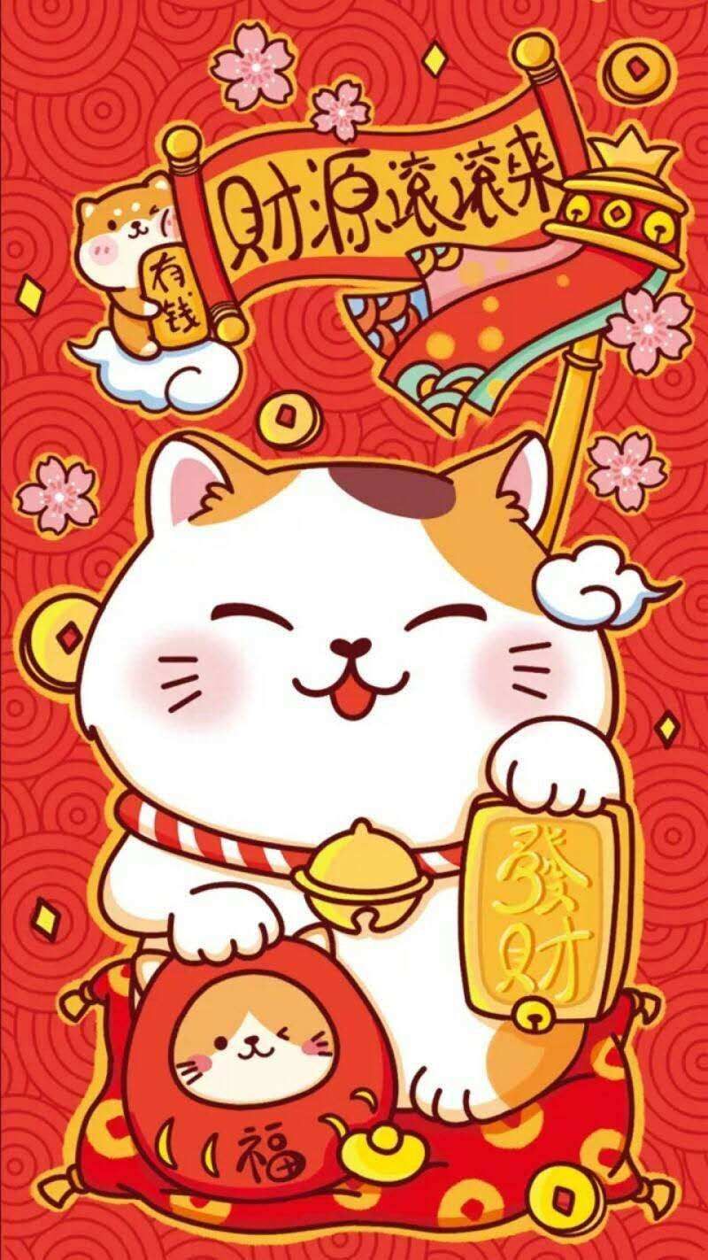 Hình nền mèo thần tài đẹp cho điện thoại