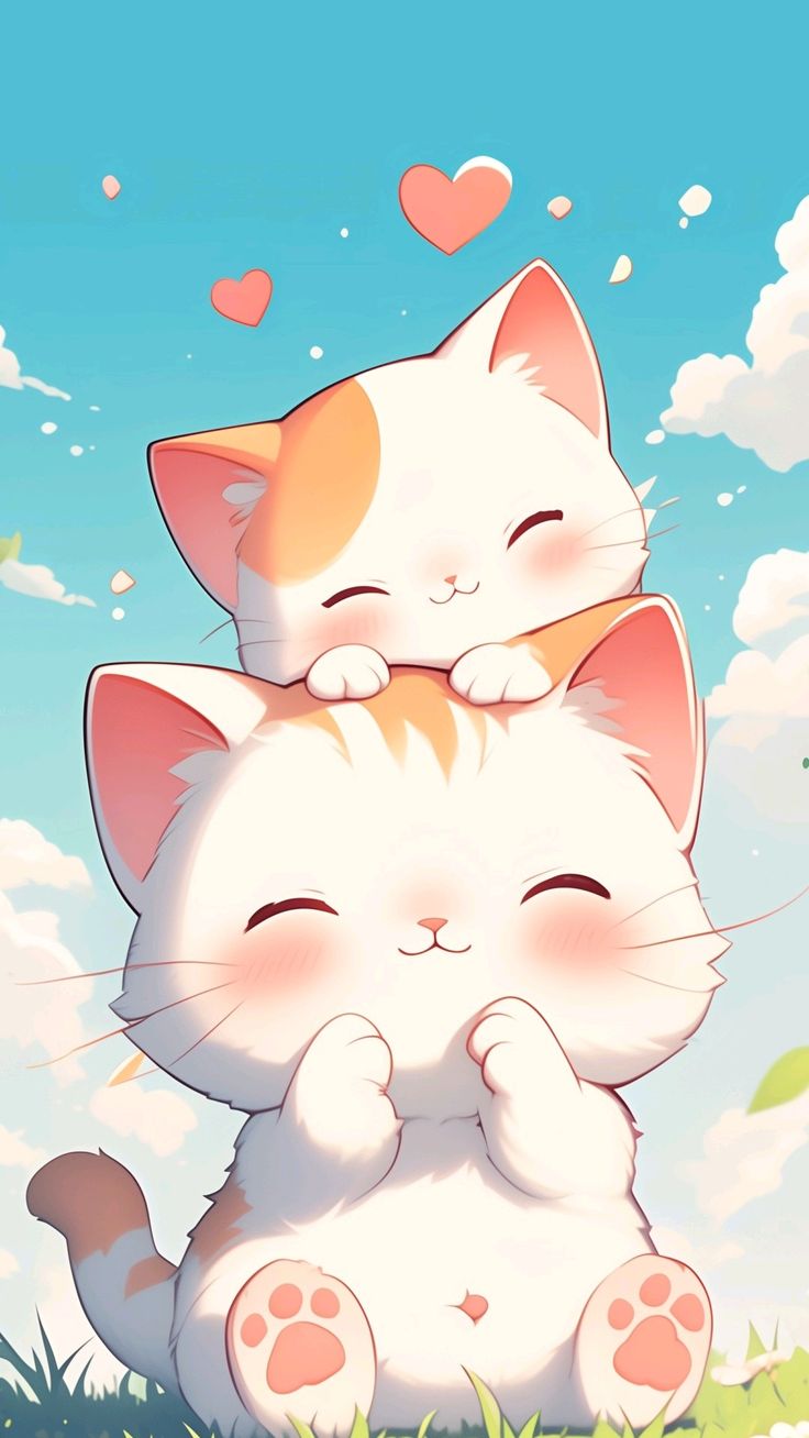 Hình nền mèo chibi cute 4K