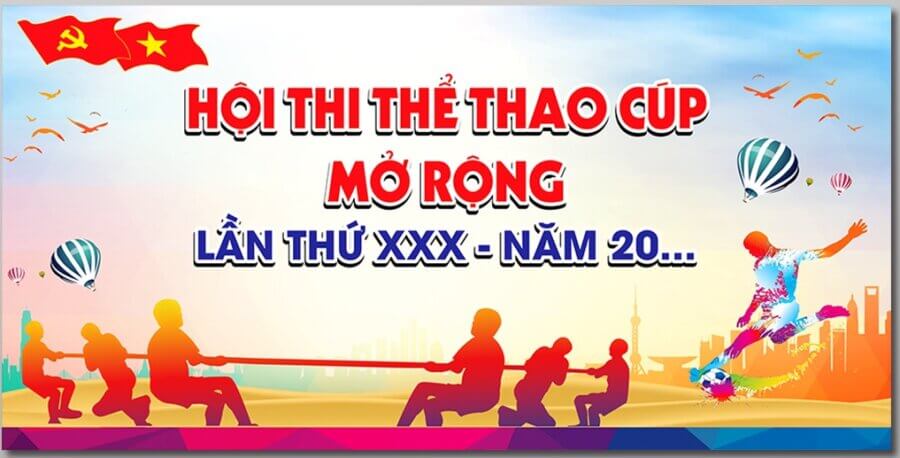 Backdrop hội thi thể thao cup mở rộng