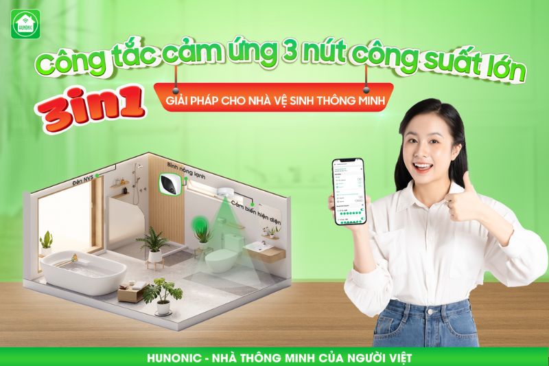 Công Tắc Wifi 3 Nút Liên Kết Nhà Vệ Sinh Thông Minh Màu Trắng