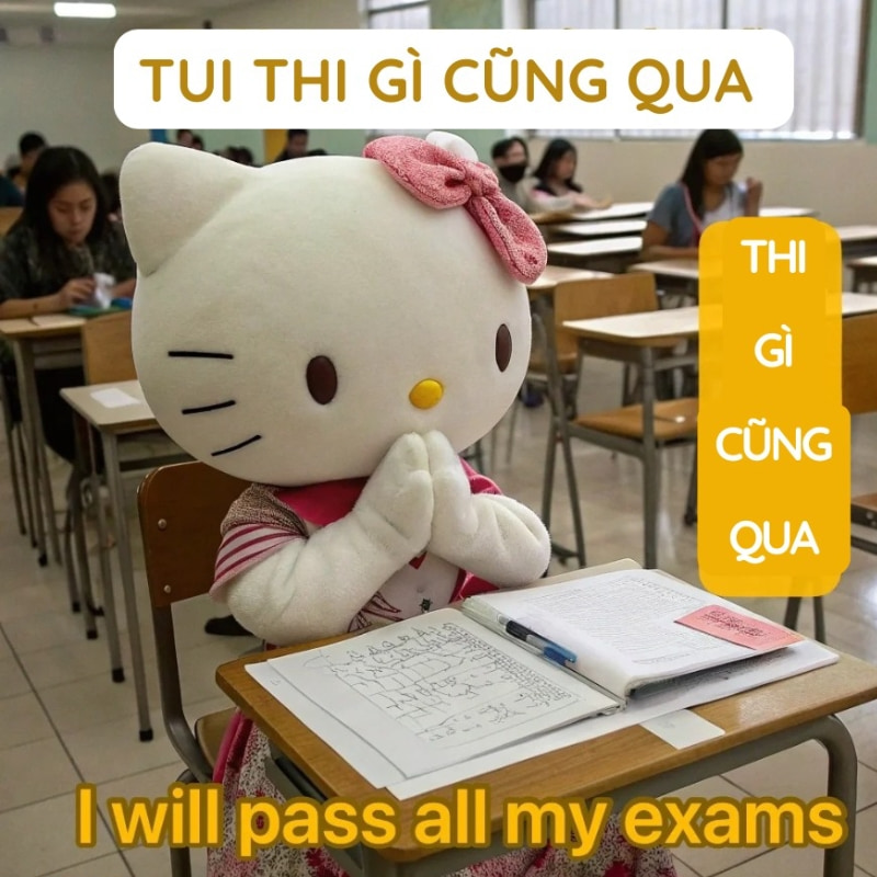 Thi tốt meme về “ vận may” và “độ hên xui”