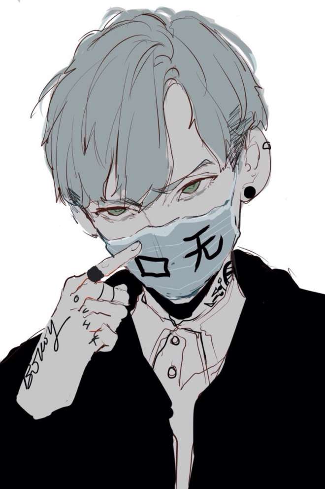Hình ảnh anime nam ngầu đeo khẩu trang