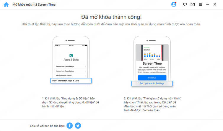 Đã mở khóa mật mã Thời gian sử dụng thành công