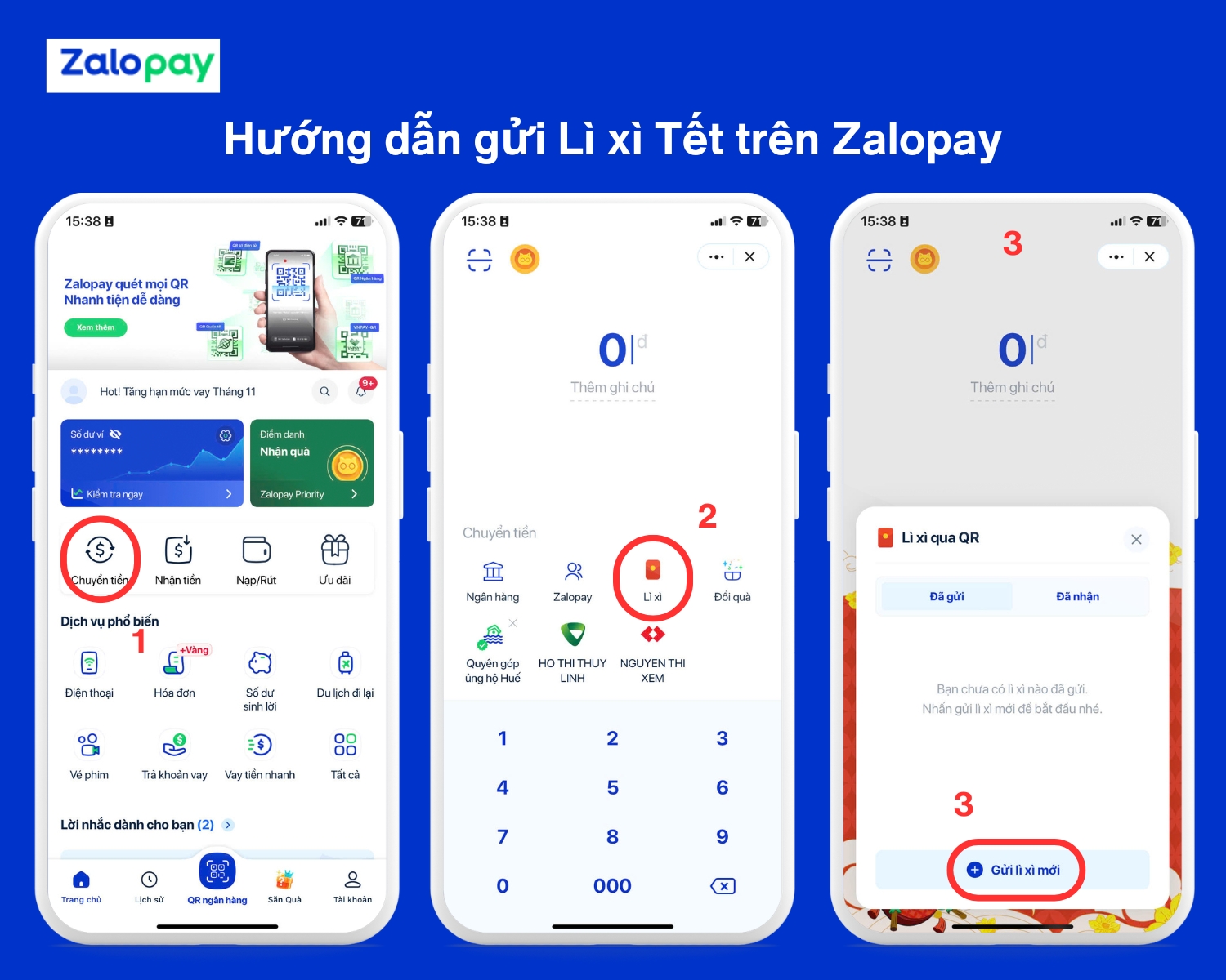 Hướng dẫn các bước lì xì trên Zalopay