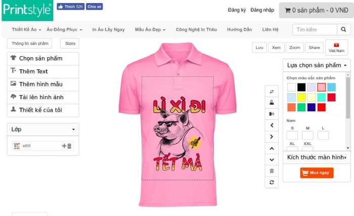 Thiết kế áo polo trên phần mềm Printstyle online