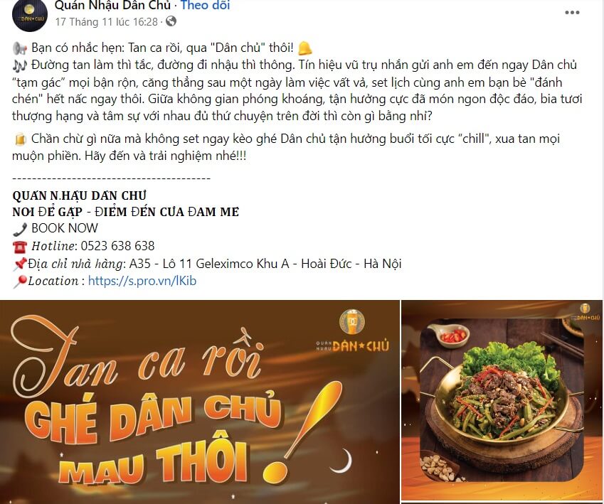 Mẫu bài viết quảng cáo quán nhậu