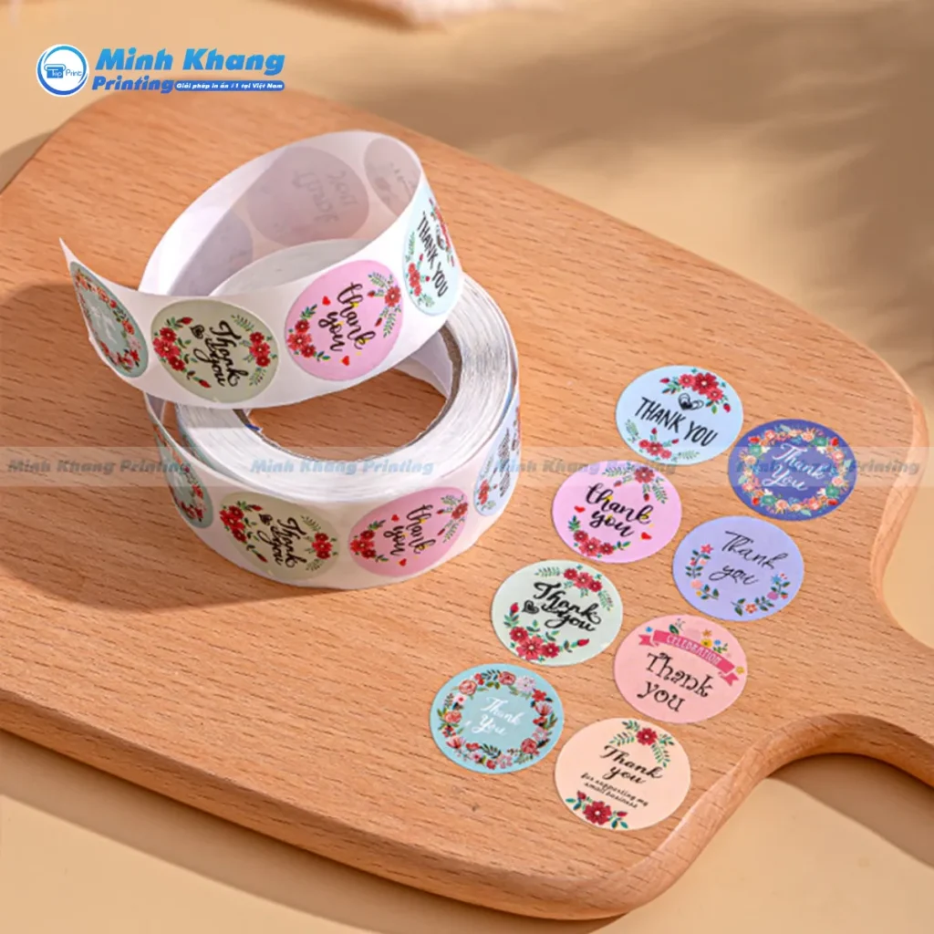 Mẫu băng dính sticker cuộn thank you cho các cửa hàng