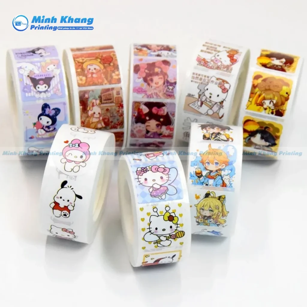 Mẫu Sticker vuông cuộn hình hello kitty