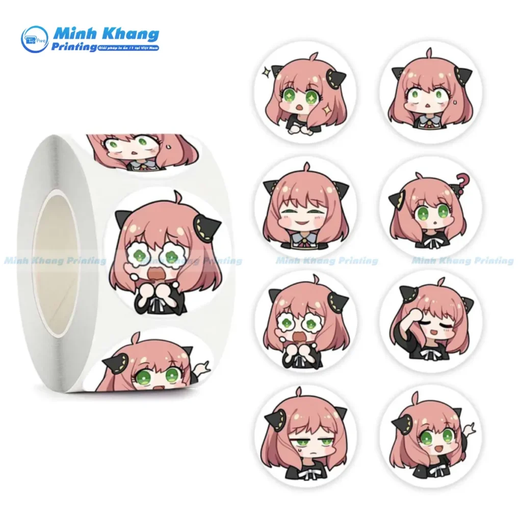 Mẫu sticker cuộn nhân vật Any trong Spy x Family