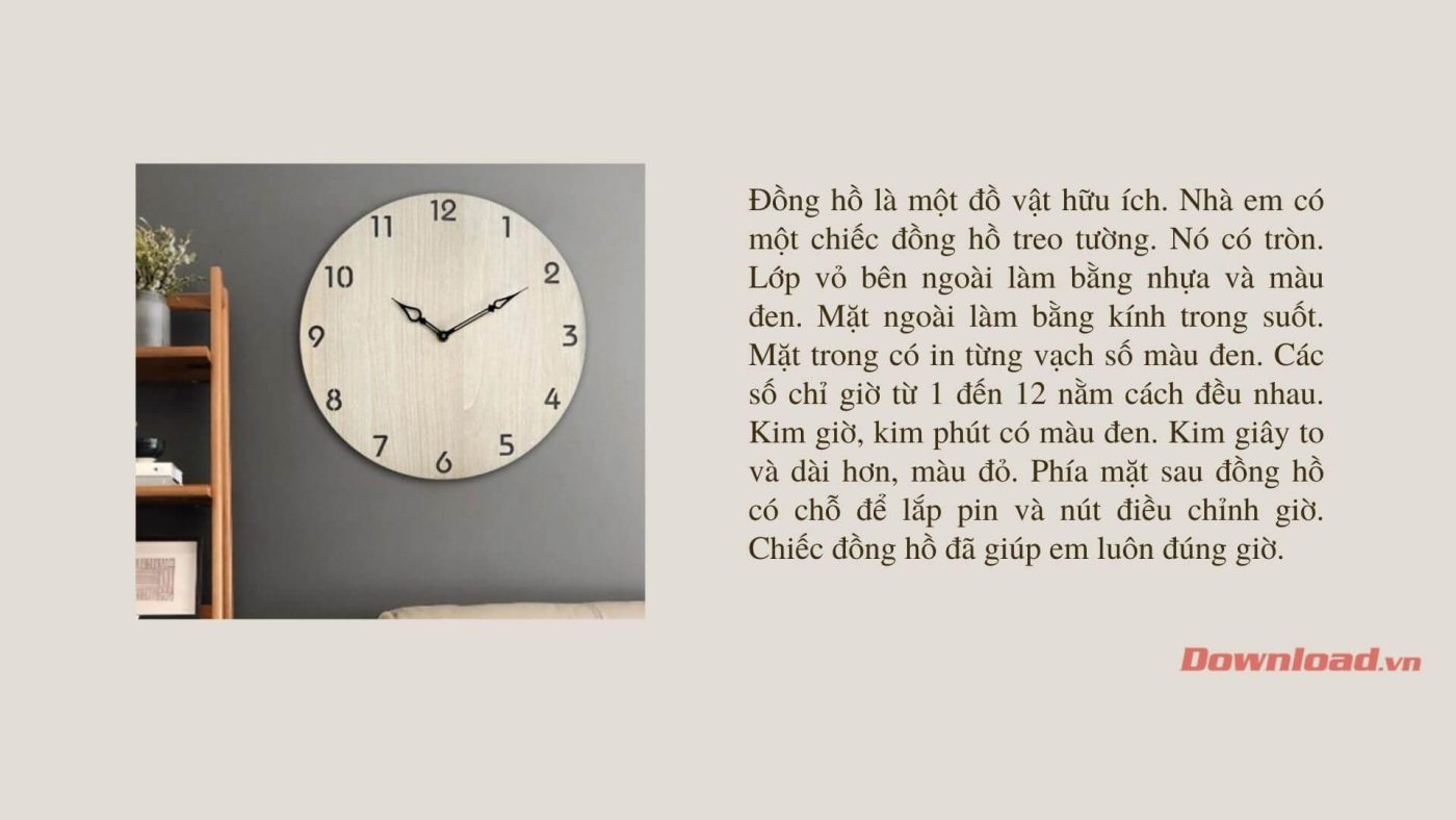 Tả chiếc đồng hồ (25 mẫu)                                   Tập làm văn lớp 2