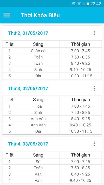 Thời Khóa Biểu