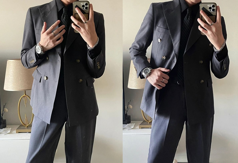 Tạo dáng với áo vest 