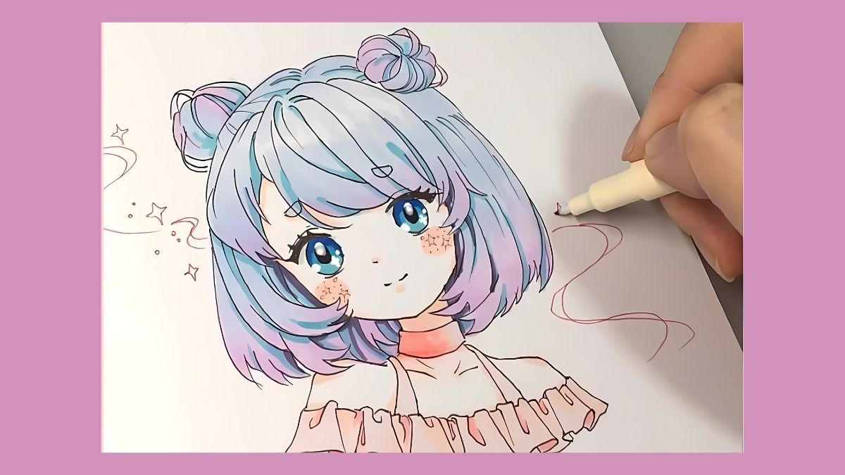 Hướng dẫn vẽ tranh anime nữ bước 4