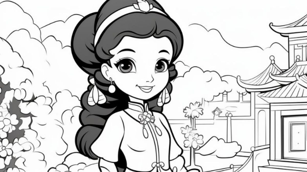 Tranh tô màu công chúa Hàn Quốc cực xinh
