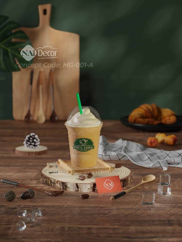 [Set Chụp Ảnh] Chụp Cà phê kem tươi với Nền gỗ, nền giấy, thớt gỗ,… (MG-001-A)