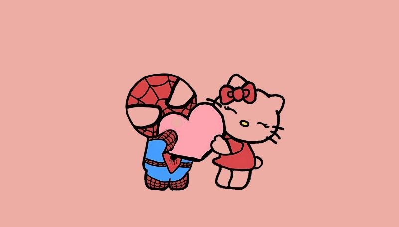 ảnh nền người nhện hello kitty long lanh
