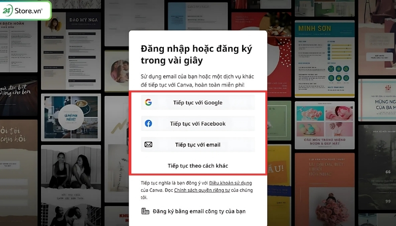 Đăng nhập Canva để tạo avatar Tết