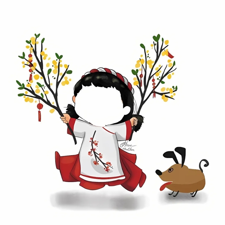 Avatar Tết chibi ghép mặt