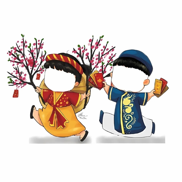Avatar Tết chibi ghép mặt