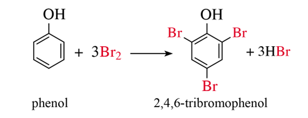 C6H5OH + Br2 → C6H2Br3OH + HBr