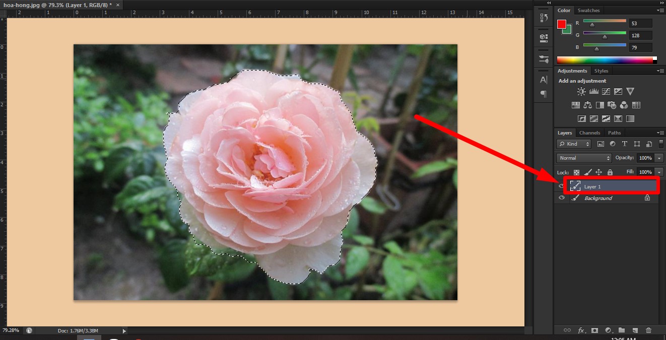 Sử dụng Color Balance để đổi màu trong Photoshop bước 2
