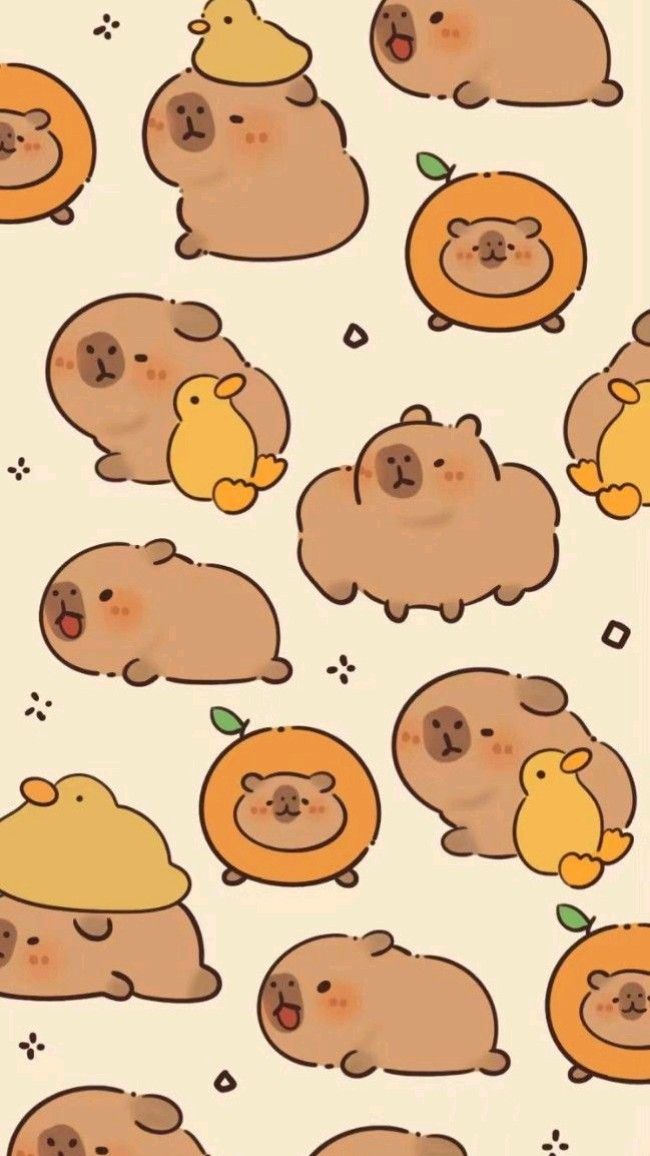 Hình nền capybara cute với muôn ngàn sắc thái