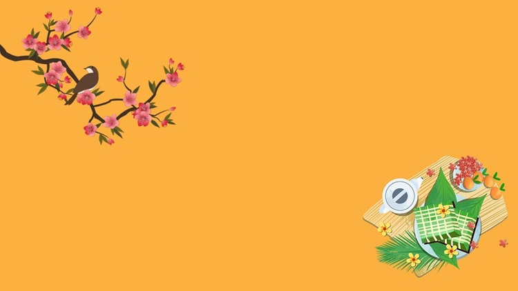 Hình nền Powerpoint Tết về hoa mai, hoa đào