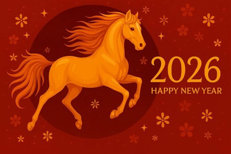 Ảnh nền Powerpoint Tết Bính Ngọ 2026 chủ đề linh vật con ngựa