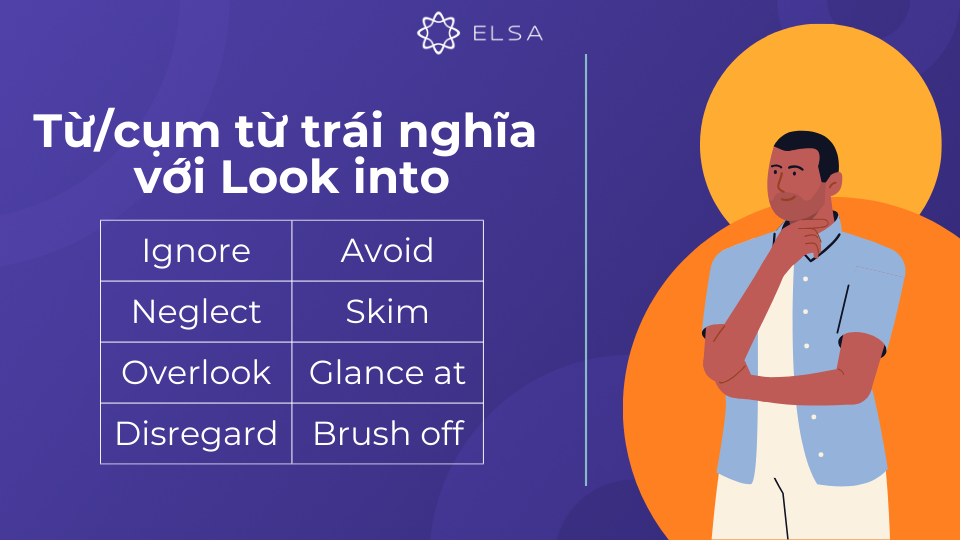 Một số cụm từ trái nghĩa với Look into